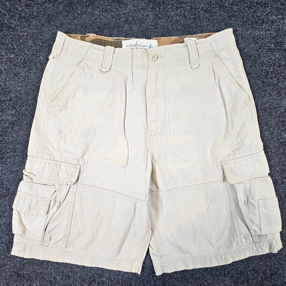 Wonderwall Cargo Shorts Mens 34 Khaki Tan Vintage Surf Utility Broken-In‎ Cotton
